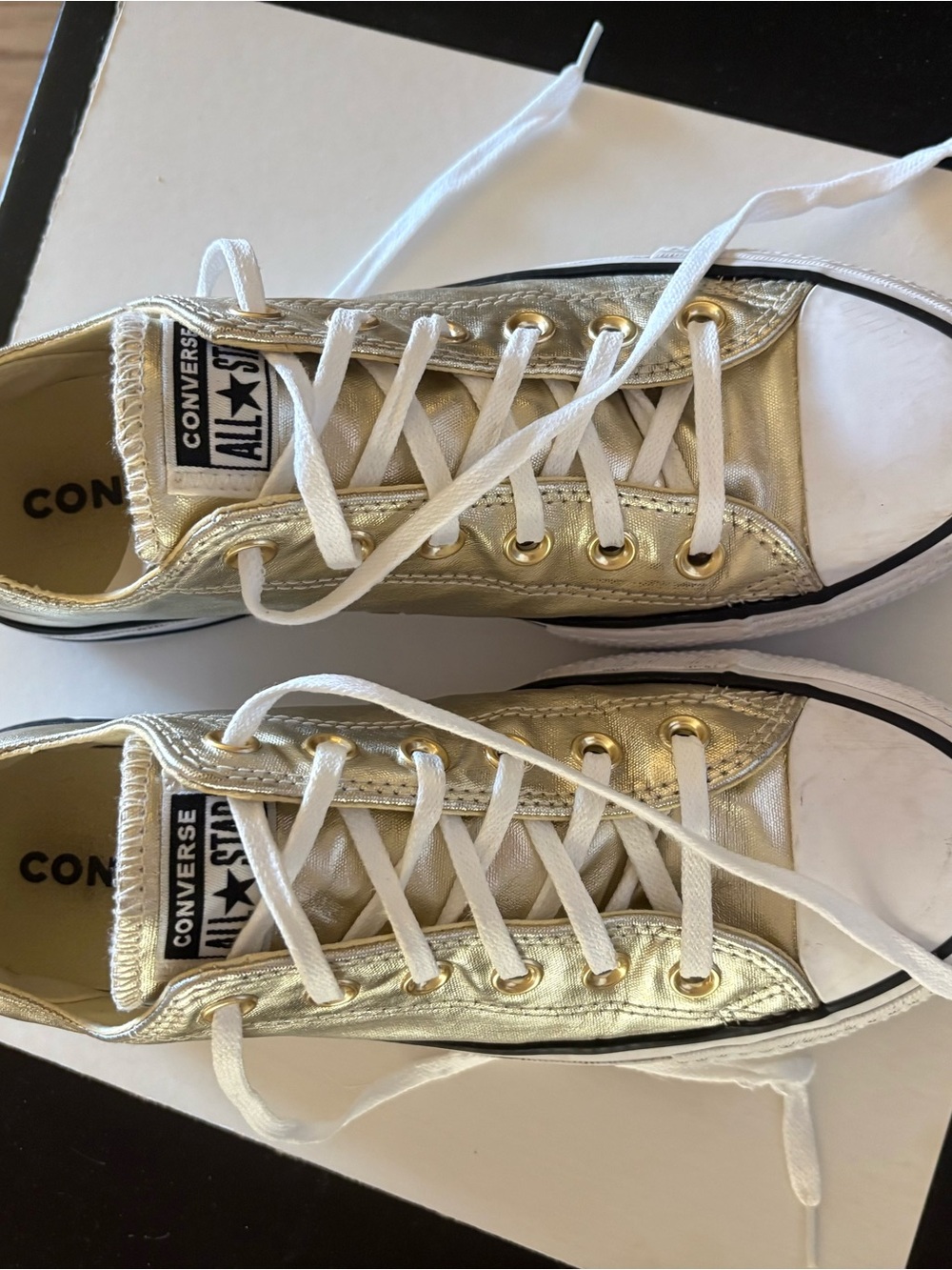 Converse Gold Low Top Sneakers with White Accents